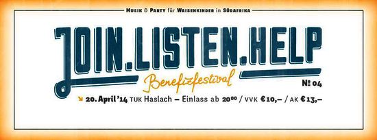 join.listen.help - Benefizfestival für Waisenkinder in Südafrika - front