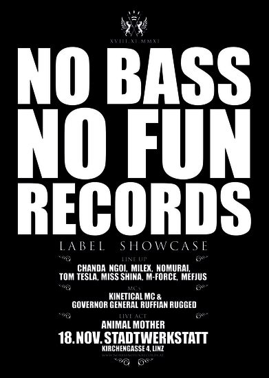 NO BASS NO FUN label showcase @ stadtwerkstatt, linz - front